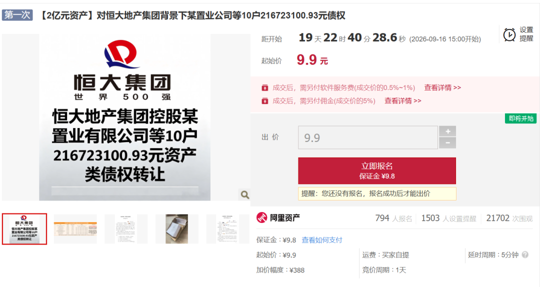 涉恒大汽车等1亿元债权拍出：出价65次，起拍价99元，14.4万元成交 (http://www.kingbaby.com.cn/) wap 第5张