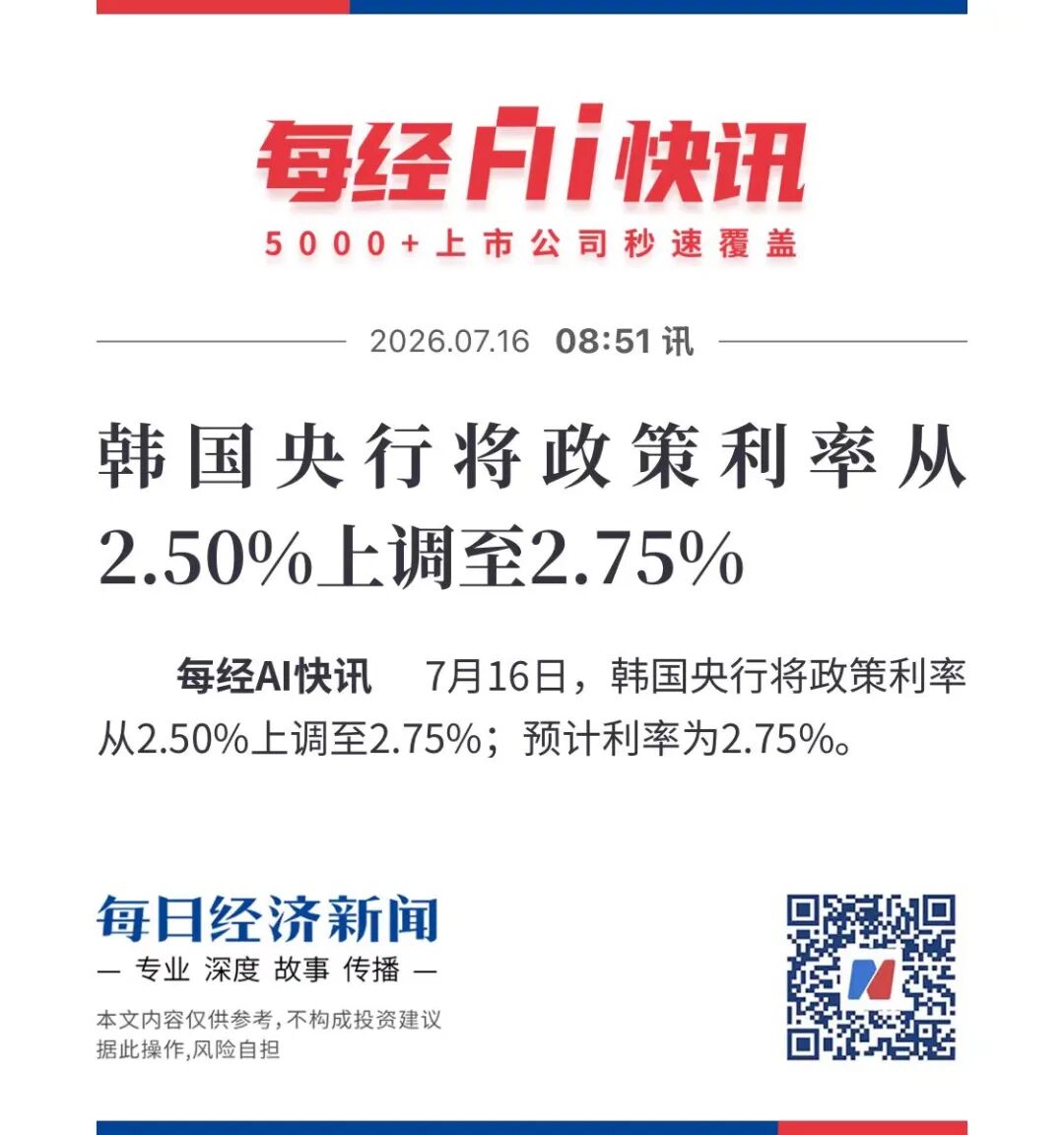 韩国央行宣布:加息25个基点!股市已跌入熊市 wap 第1张-婴之杰 韩国央行宣布:加息25个基点!股市已跌入熊市 (http://www.kingbaby.com.cn/) wap 第1张