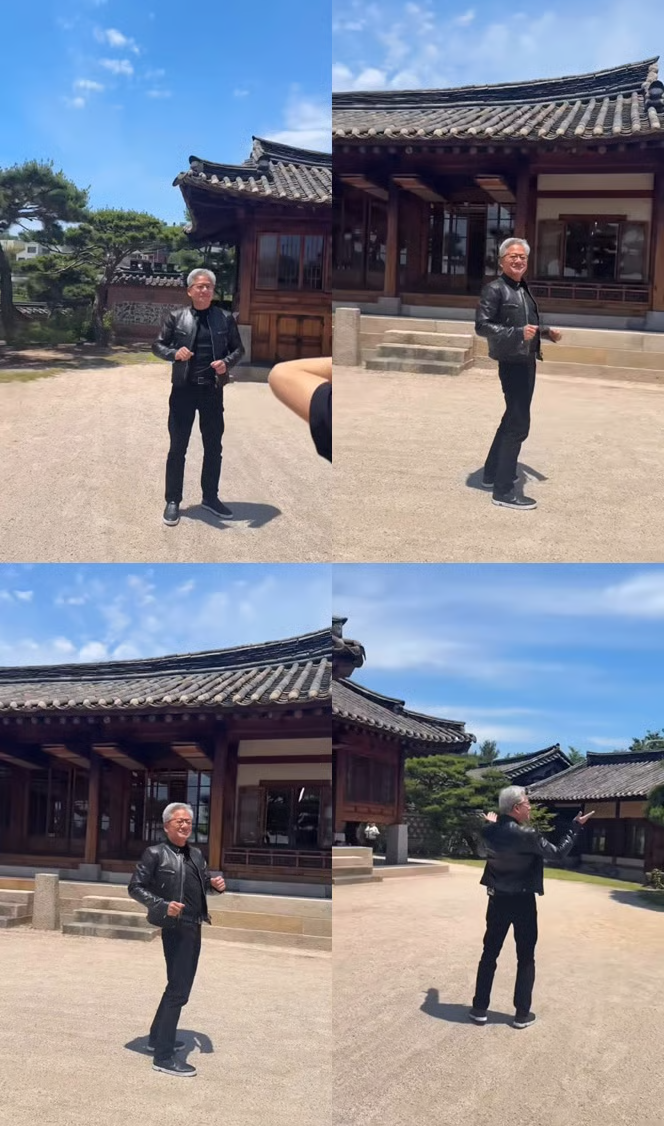 黄仁勋综艺节目录制画面曝光：身穿标志性的黑色皮夹克，与主持人刘在石跨界对话，还即兴跳起舞 (http://armanice.com/) wap 第2张