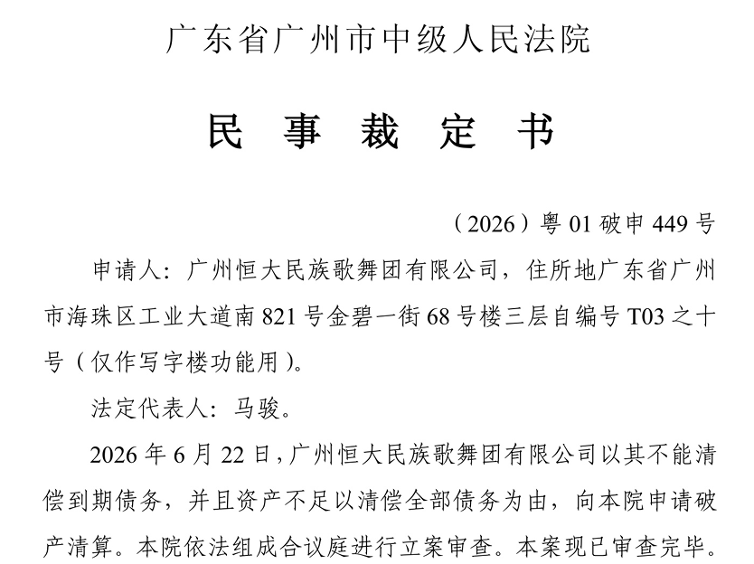 恒大歌舞团，申请破产清算！已无在岗职工，账面资产仅剩3.55万元，负债高达1.85亿元 (http://www.kingbaby.com.cn/) wap 第1张