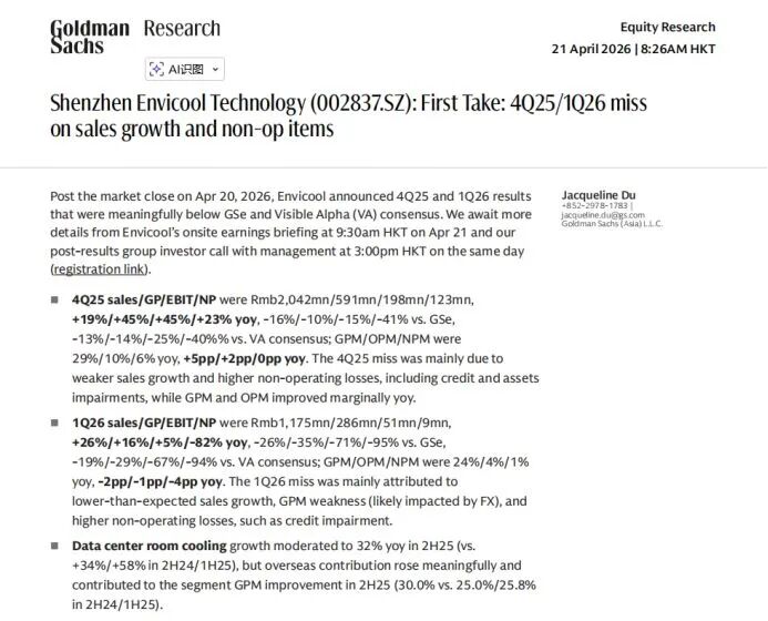 20家券商集体看走眼？千亿液冷龙头业绩爆雷，市值两天蒸发165亿元！花旗独自给出卖出评级，并指出关键风险 (http://www.photoreceiver.com/) 财经 第6张