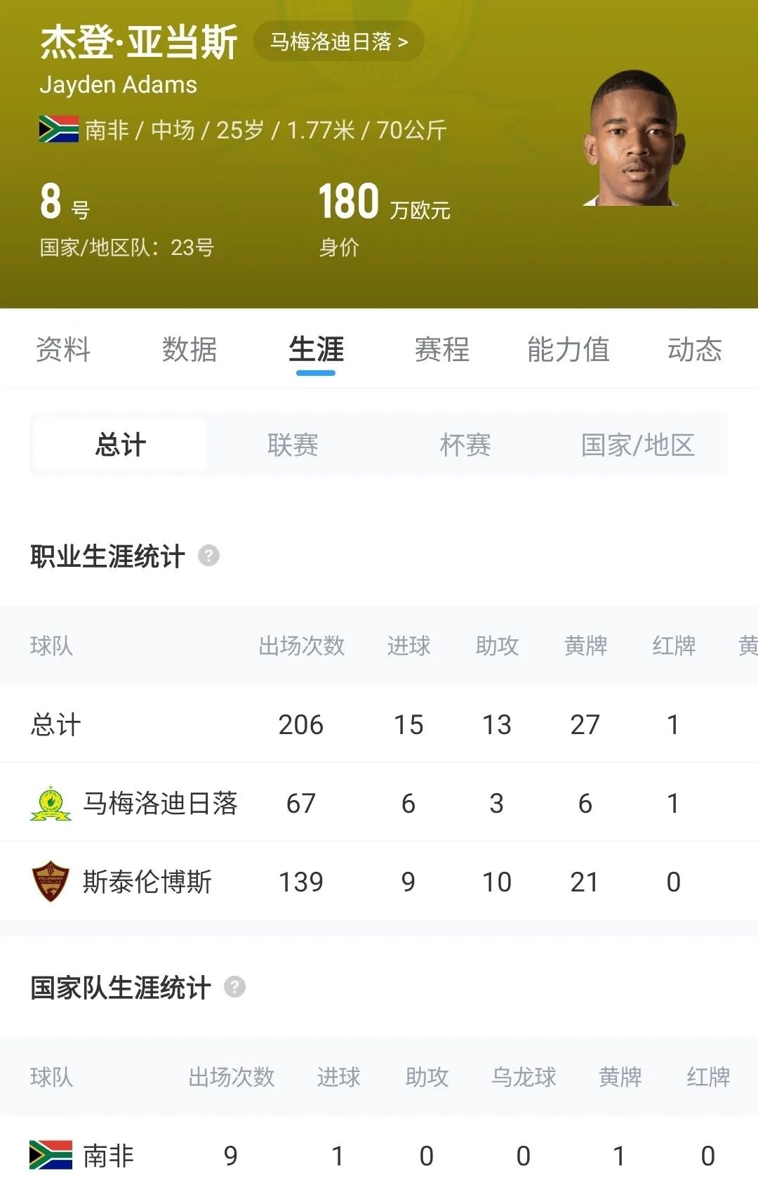 太突然！南非国脚杰登・亚当斯去世，年仅25岁，刚刚出战本届世界杯三场小组赛 (http://www.kingbaby.com.cn/) wap 第4张